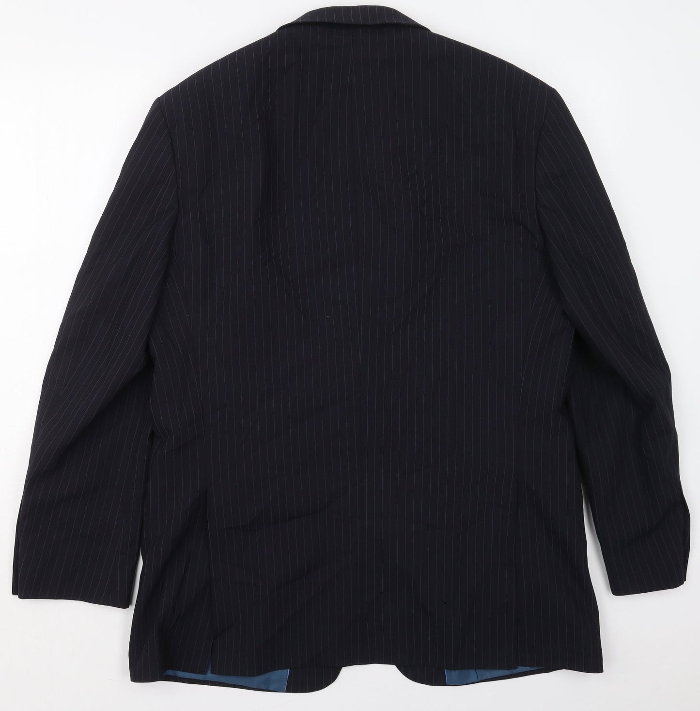 Marks and Spencer Mens Black Striped Polyester Jacket Suit Jacket Size 42