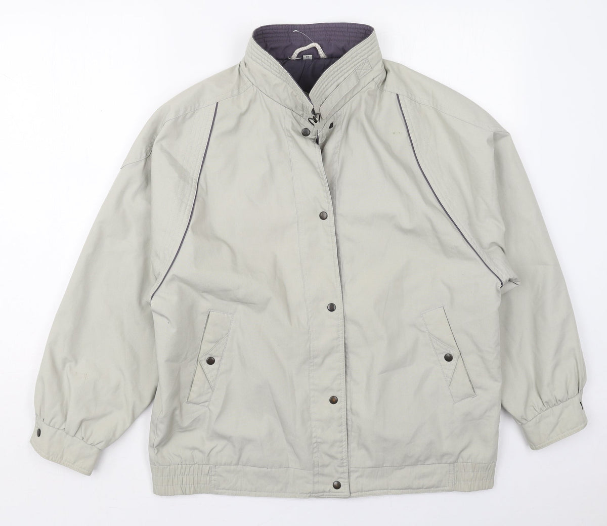 Front view of HOuose of Fraser women’s beige jacket, size UK 12, button