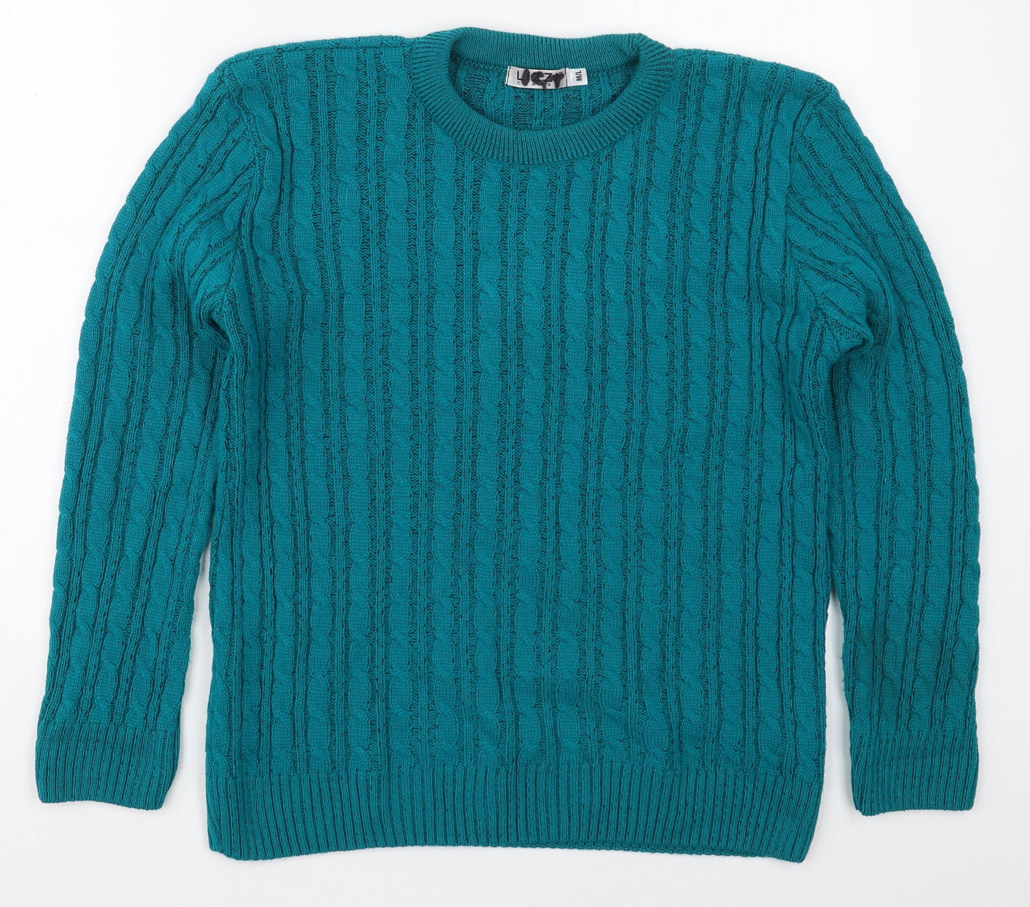 Lizzy Clark Womens Blue Crew Neck  Acrylic Pullover Jumper Size M
