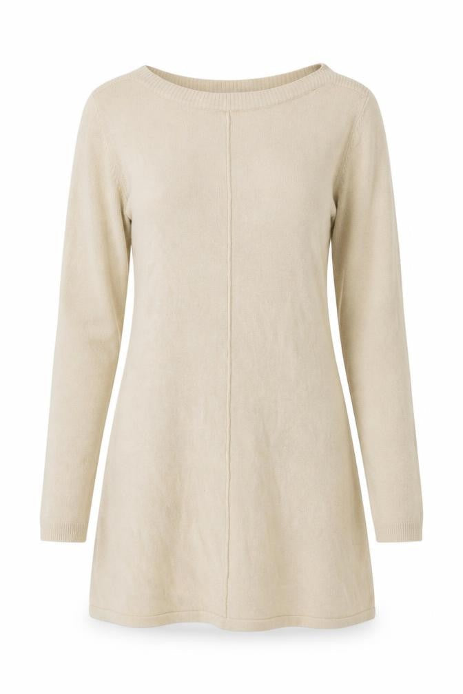 Bassini Womens Beige Scoop Neck  Acrylic Henley Jumper Size S