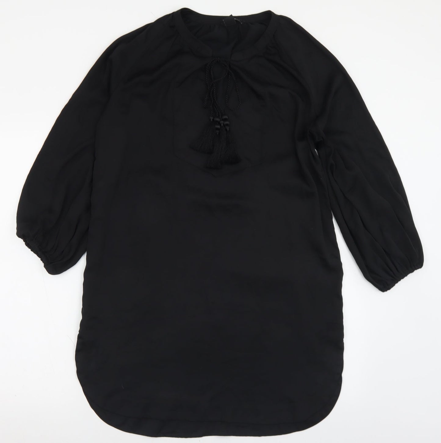 H&M Womens Black  Polyester A-Line  Size 10  Crew Neck Tie