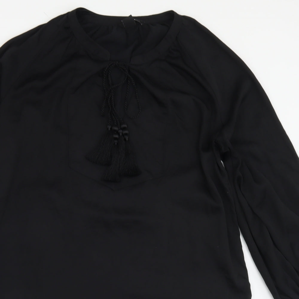 H&M Womens Black  Polyester A-Line  Size 10  Crew Neck Tie