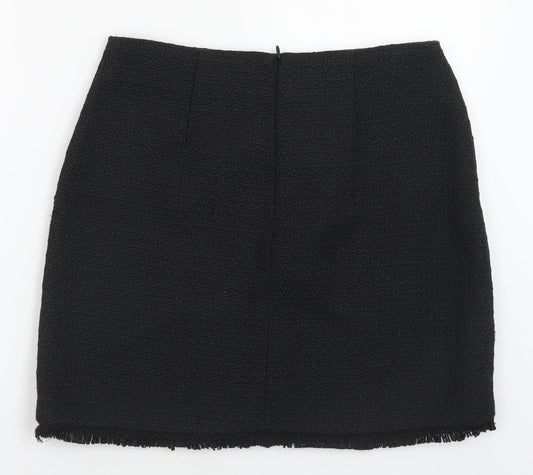 Dunnes Stores Womens Black  Polyester A-Line Skirt Size 12   Zip