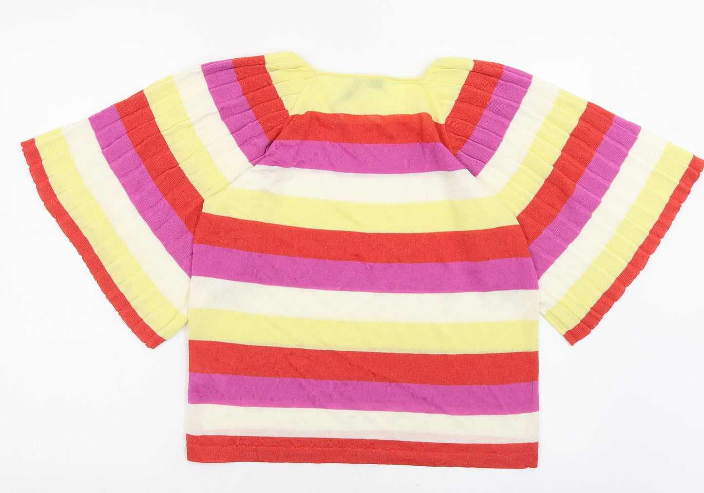 Gallery Womens Multicoloured Striped Viscose Basic T-Shirt Size S Square Neck