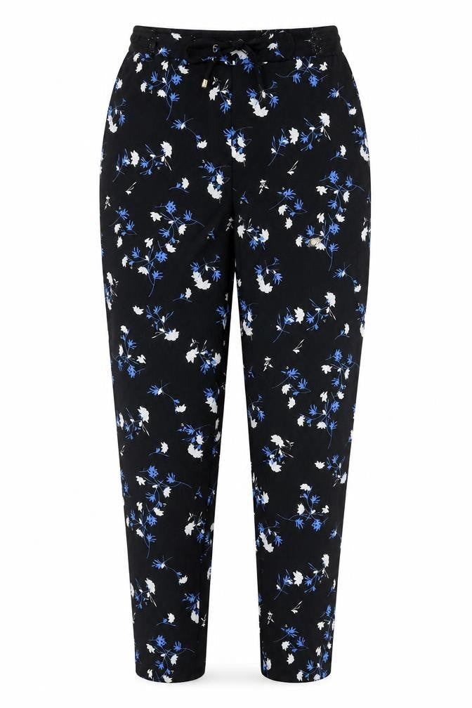 Dunnes Womens Multicoloured Floral Polyester Trousers  Size S L27 in Regular Drawstring