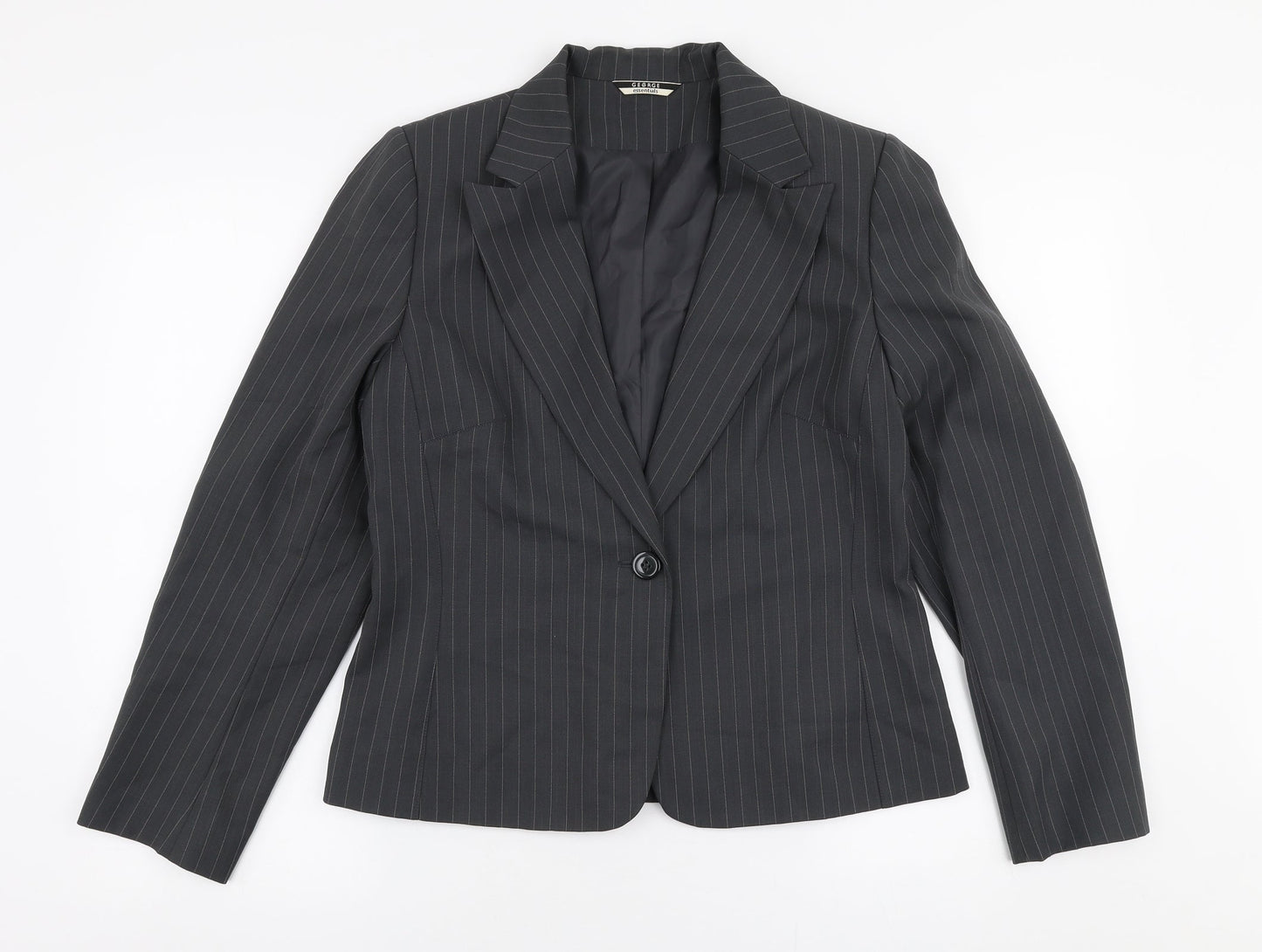George Womens Grey Striped  Jacket Blazer Size 14  Button