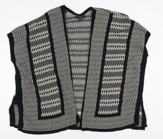 Armosphere Womens Black V-Neck Geometric Cotton Cardigan Jumper Size 14