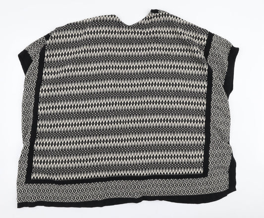 Armosphere Womens Black V-Neck Geometric Cotton Cardigan Jumper Size 14