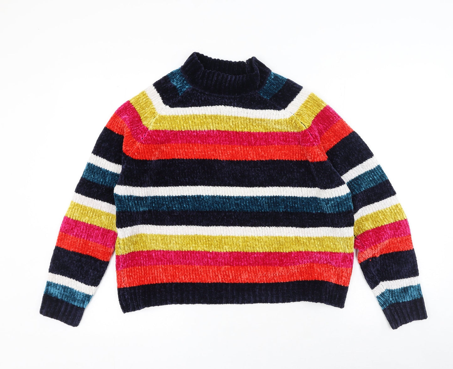 Very  Womens Multicoloured High Neck Striped Polyester Pullover Jumper Size 8