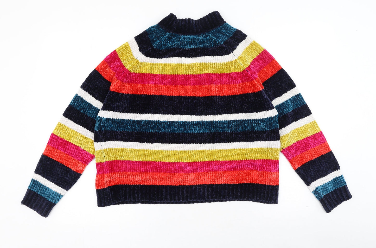 Very  Womens Multicoloured High Neck Striped Polyester Pullover Jumper Size 8