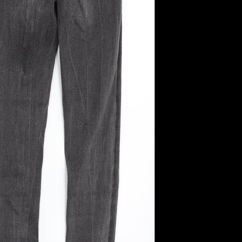 Denim & Co. Womens Grey  Cotton Skinny Jeans Size 8 L27 in Slim Zip