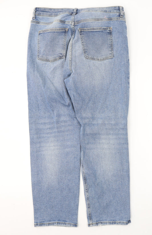 George Womens Blue  Cotton Mom Jeans Size 34 L28 in Regular Button