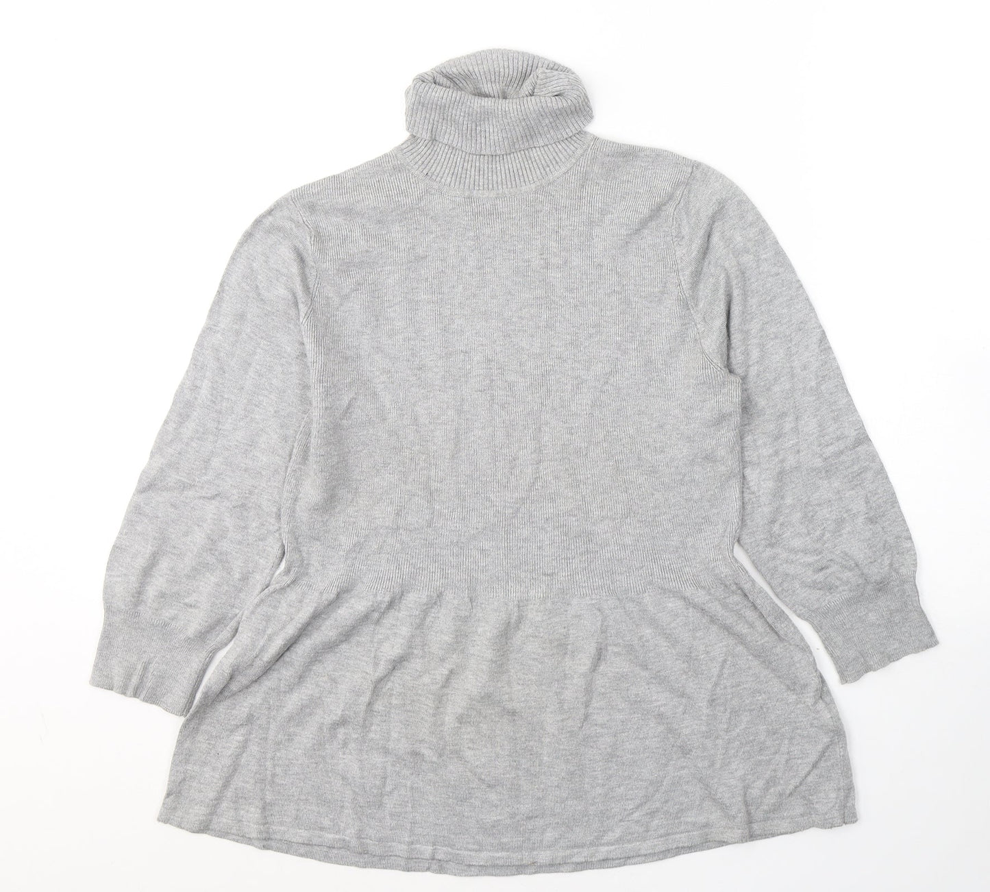 Marks and Spencer Womens Grey Roll Neck  Viscose Pullover Jumper Size 12