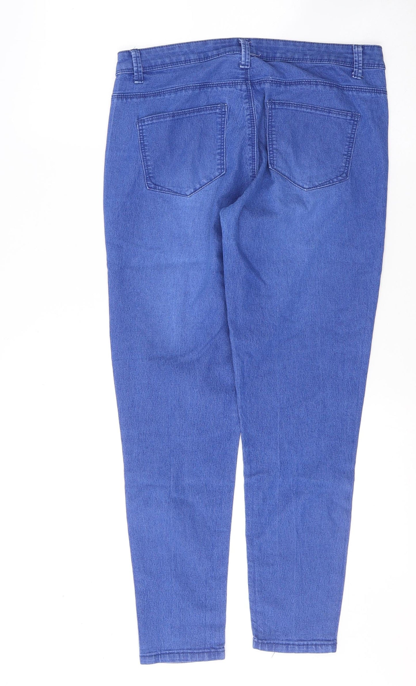 Denim & Co. Womens Blue  Cotton Skinny Jeans Size 12 L26 in Regular Button