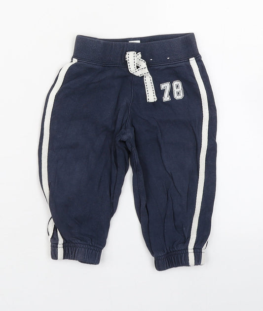 George Boys Blue  100% Cotton Jogger Trousers Size 12-18 Months