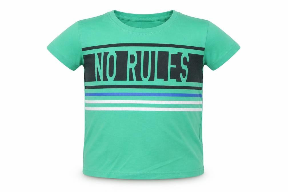 Primark Boys Green  Cotton Basic T-Shirt Size 5-6 Years Crew Neck