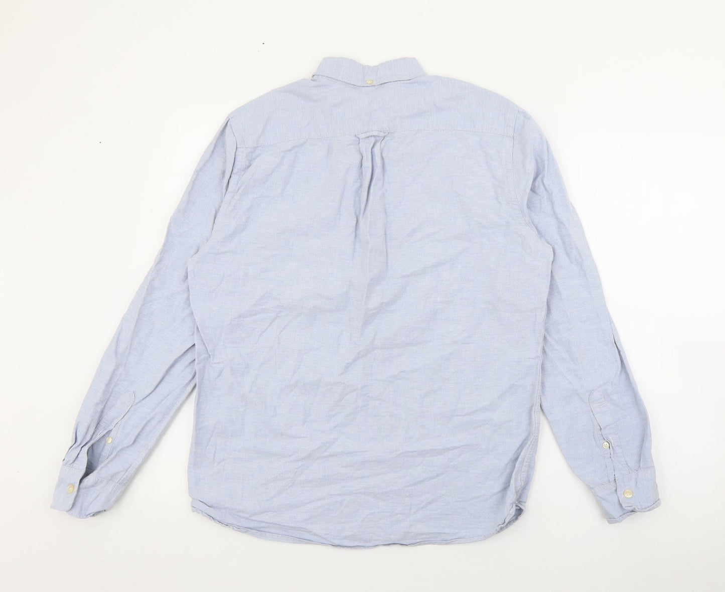 H&M Mens Blue  Cotton  Button-Up Size S Collared Button