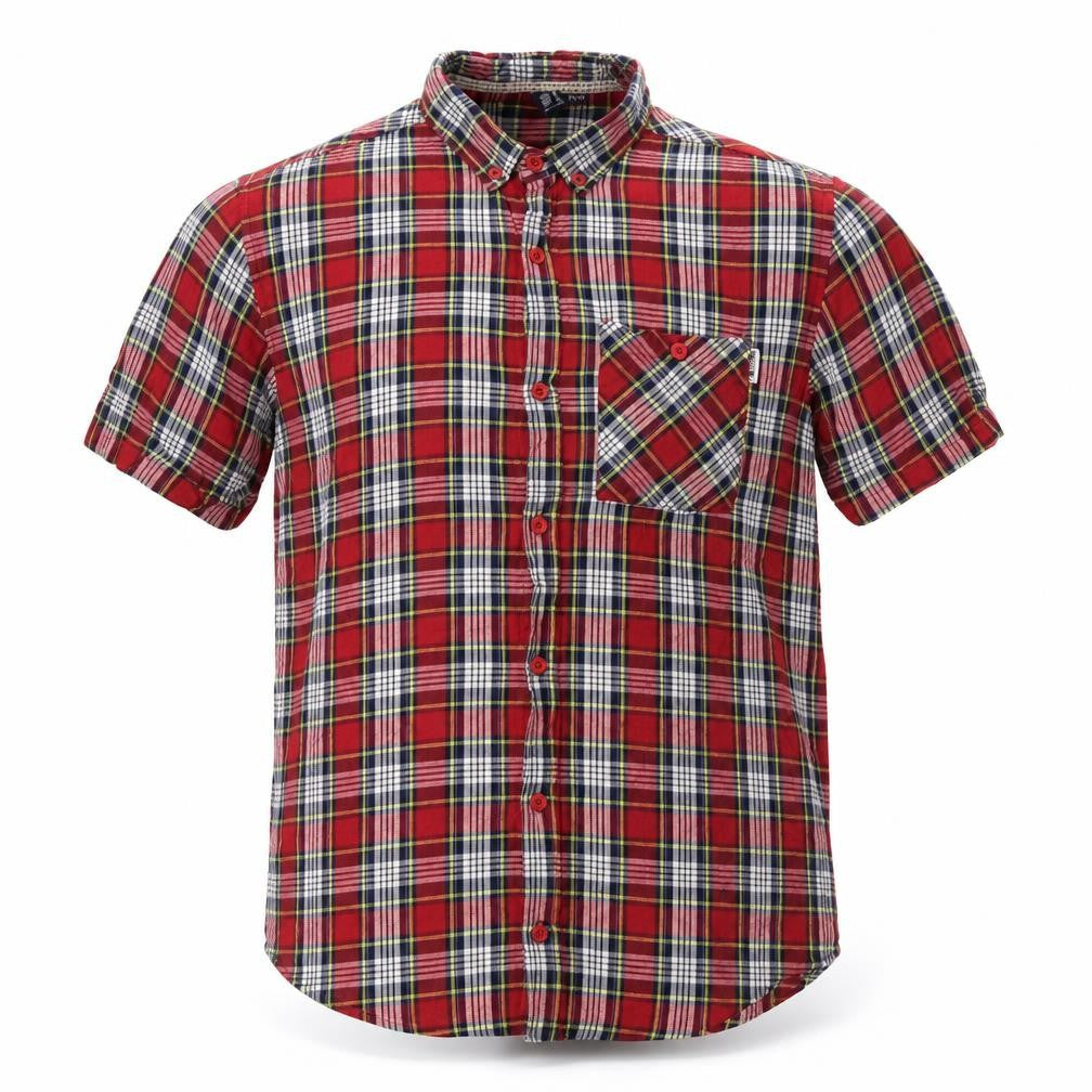 Soul Star Mens Red Plaid Cotton  Button-Up Size M Collared Button