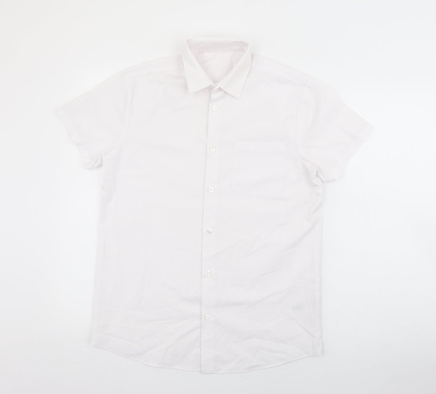 George Boys White  Polyester Basic Button-Up Size 13-14 Years Collared Button