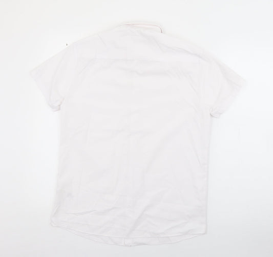 George Boys White  Polyester Basic Button-Up Size 13-14 Years Collared Button
