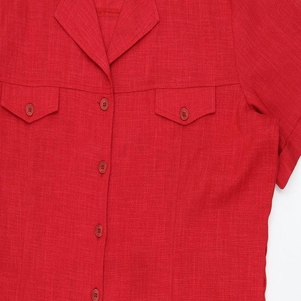 Bonmarché Womens Red  Polyester Shirt Dress  Size 2  Collared Button
