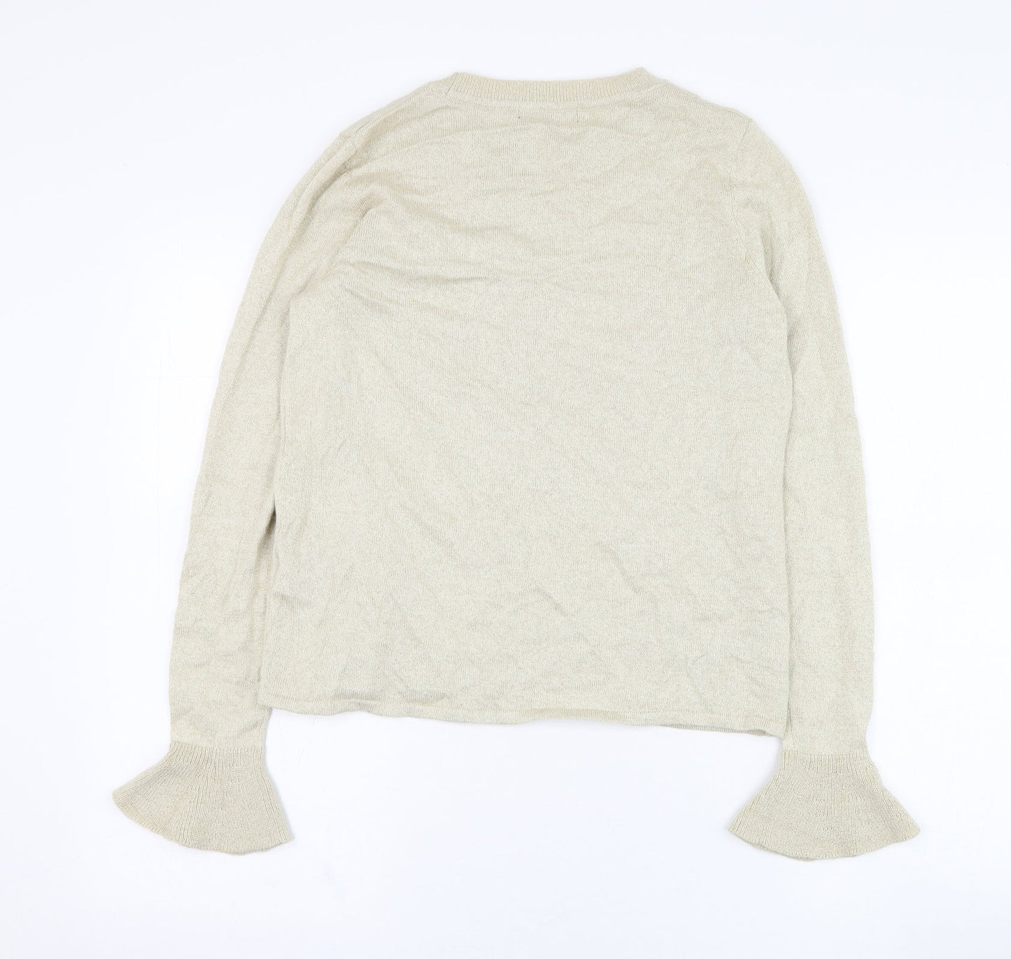 Marks and Spencer Womens Beige Round Neck  Viscose Pullover Jumper Size 10