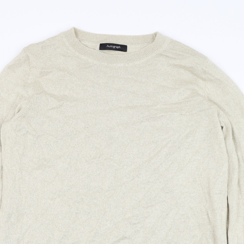 Marks and Spencer Womens Beige Round Neck  Viscose Pullover Jumper Size 10