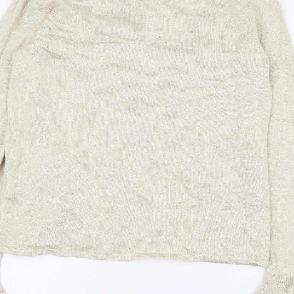 Marks and Spencer Womens Beige Round Neck  Viscose Pullover Jumper Size 10