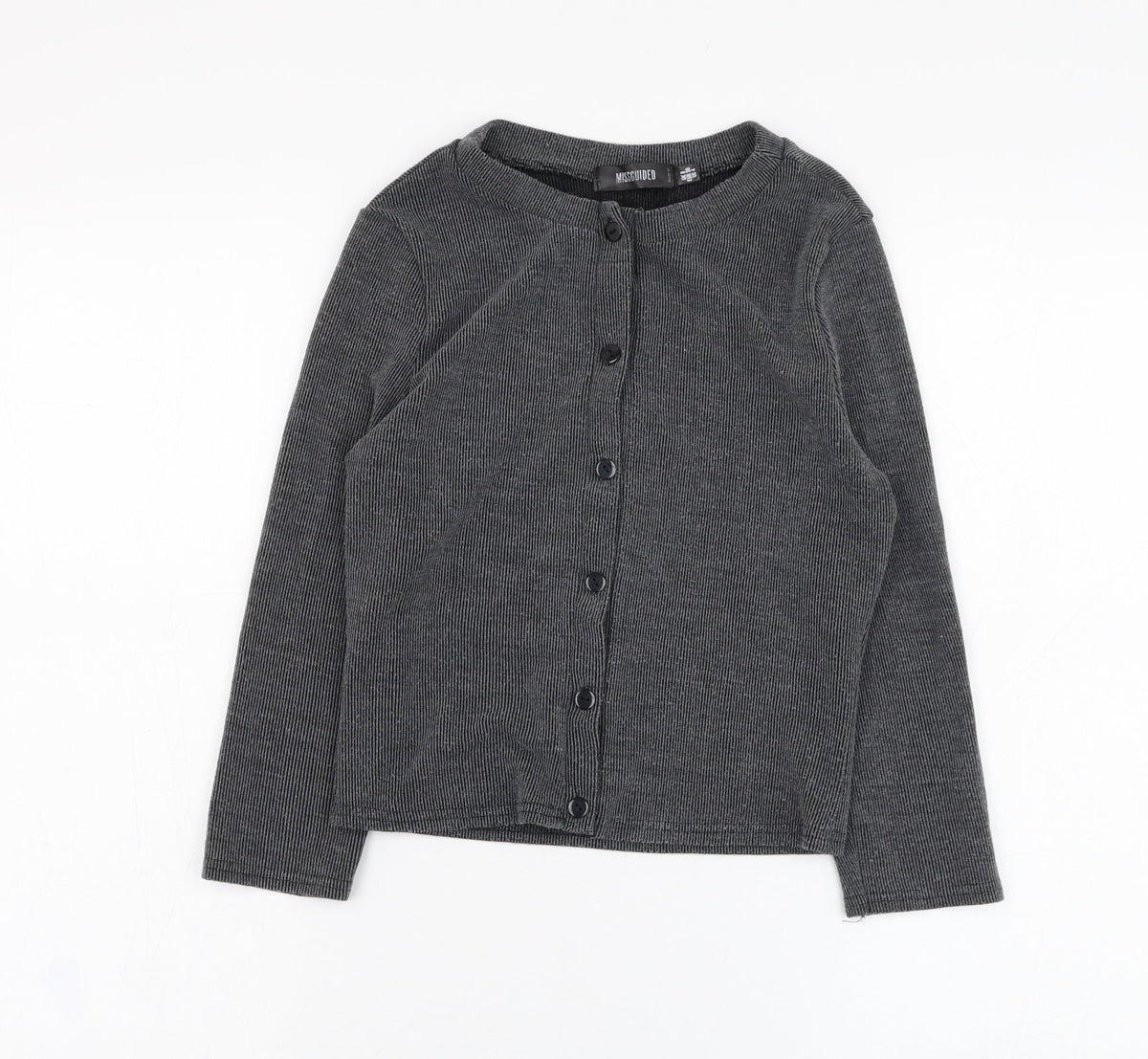 Missguided Womens Grey Round Neck  Polyester Cardigan Jumper Size 8