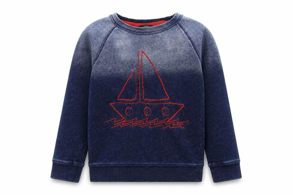 George Boys Blue  Cotton Pullover Sweatshirt Size 4-5 Years  Pullover - Sail Boat