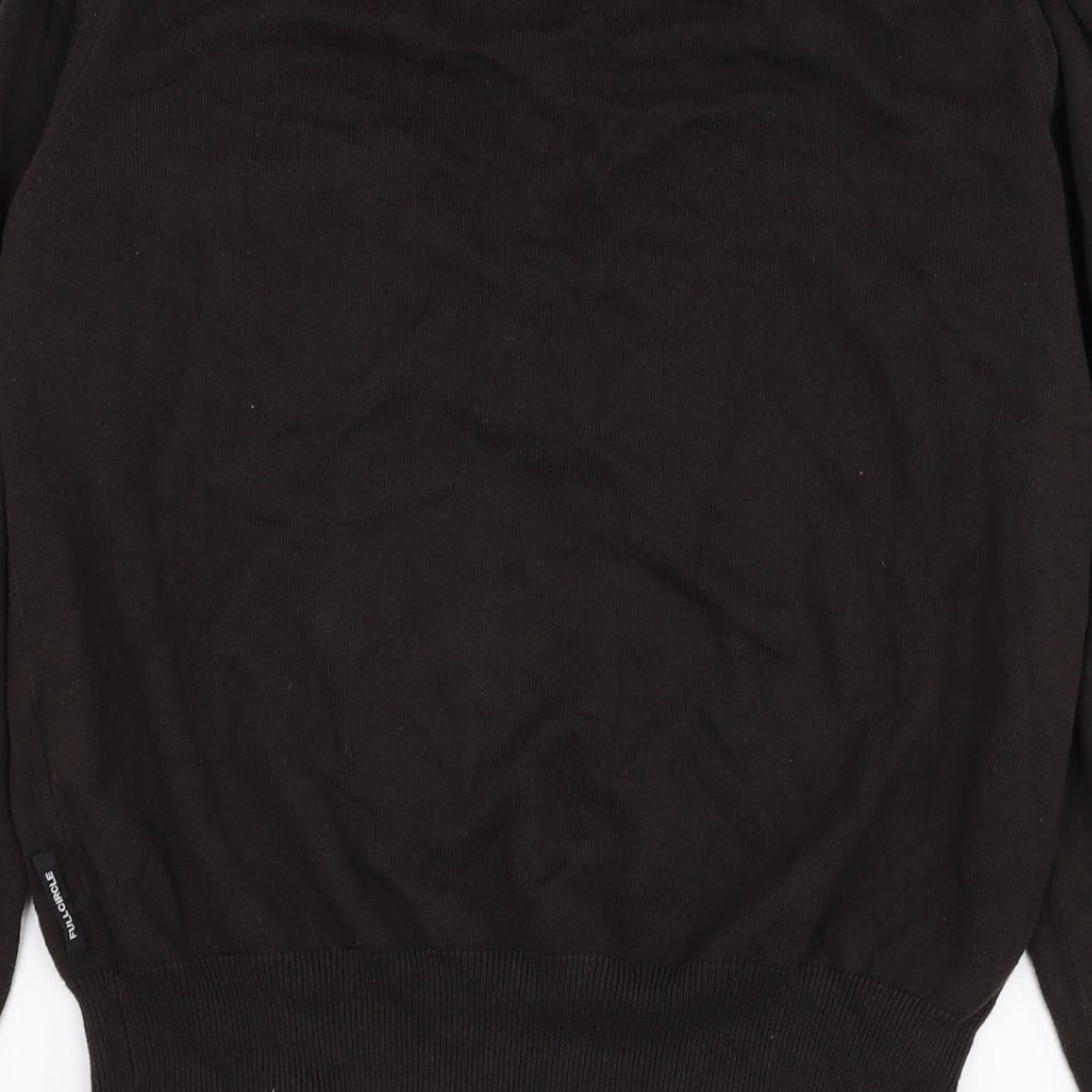 Full Circle Mens Brown V-Neck  Cotton Pullover Jumper Size L