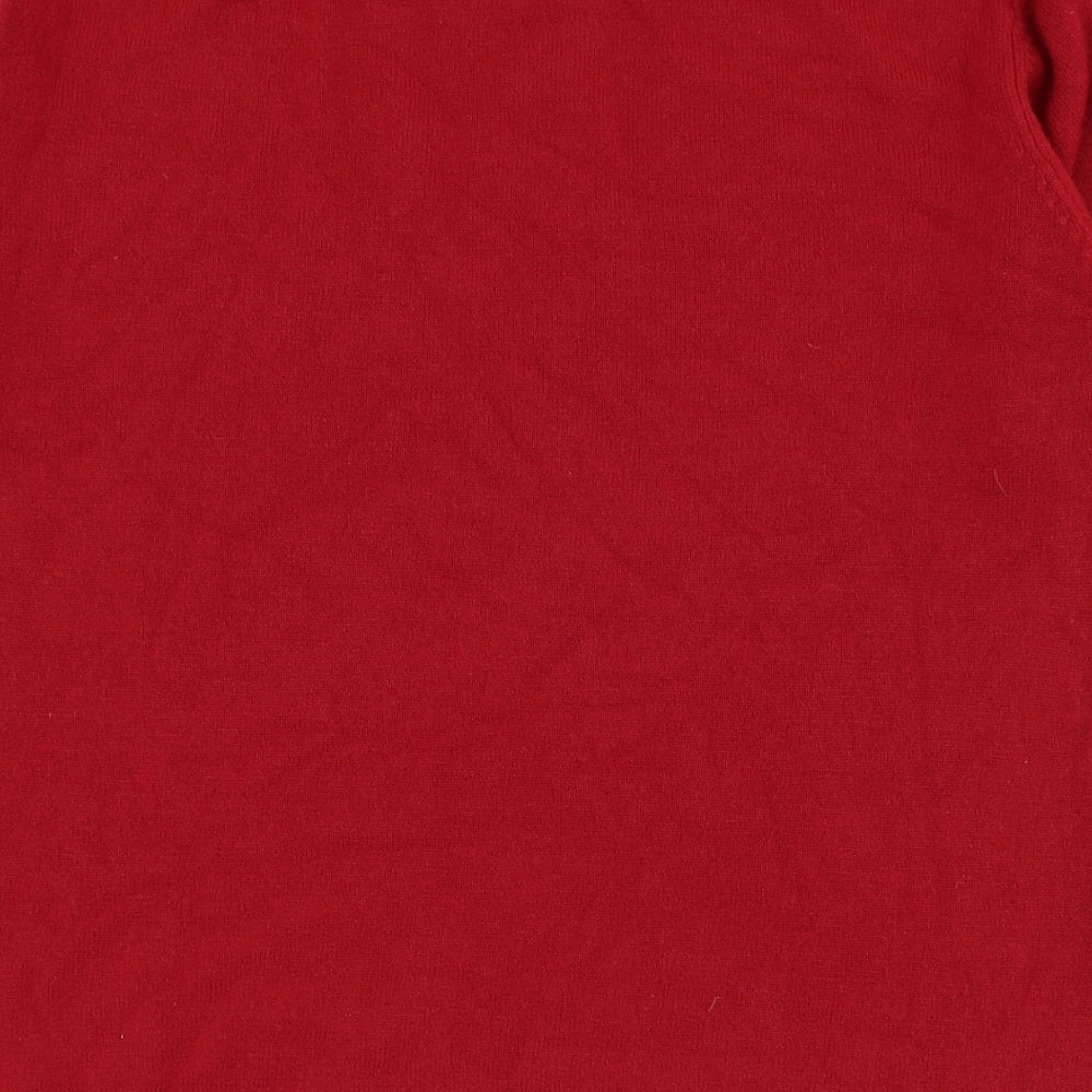 M&Co Womens Red Round Neck  Acrylic Pullover Jumper Size L