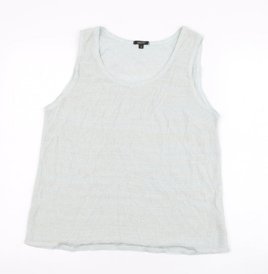 Horsan Womens Green  Linen Basic Tank Size 12 Round Neck