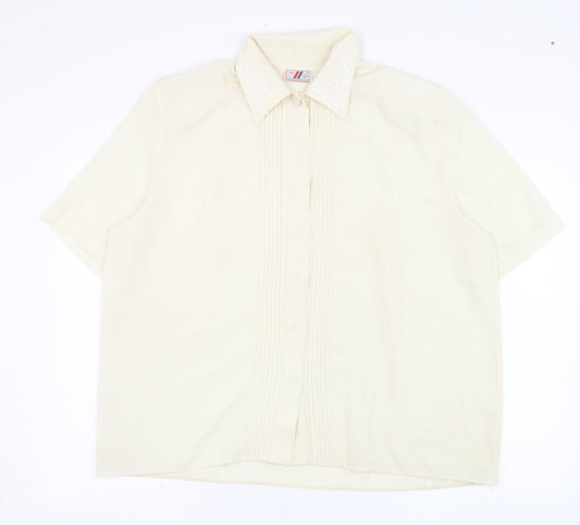 Leisure Time Womens Beige  Polyester Basic Blouse Size 18 Collared