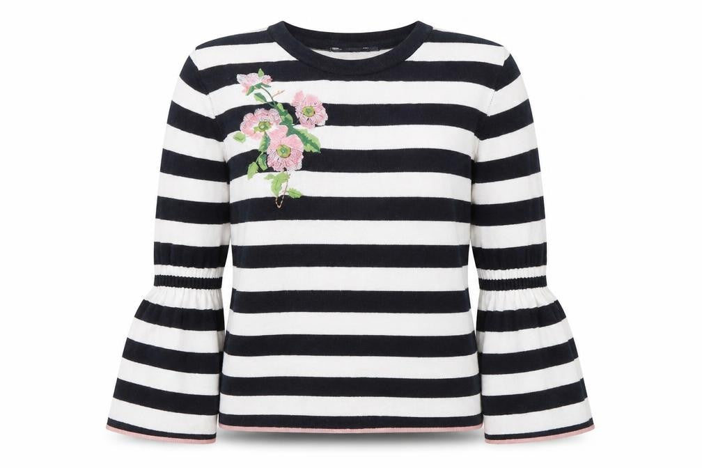 Marks and Spencer Womens Multicoloured Round Neck Striped Viscose Pullover Jumper Size 10