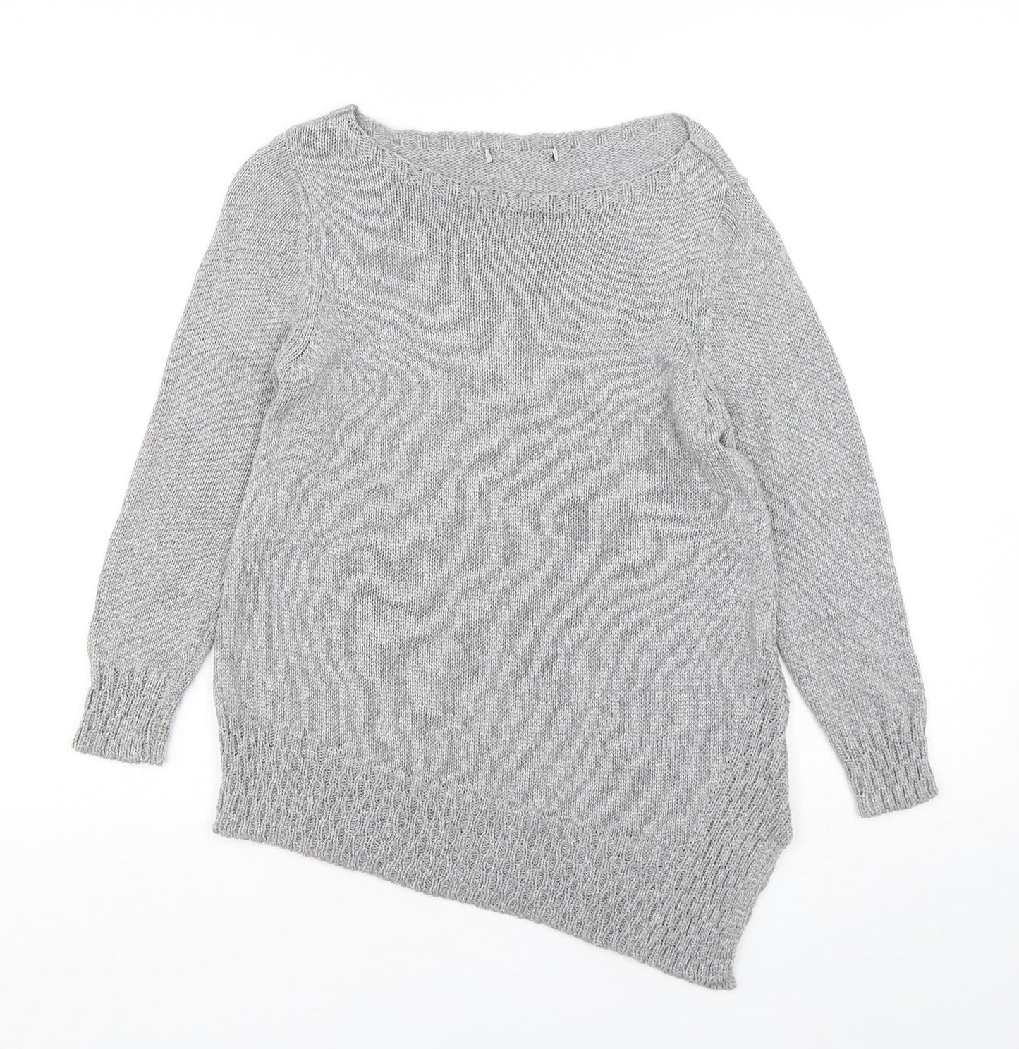 Marks and Spencer Womens Grey Round Neck  Viscose Pullover Jumper Size 8