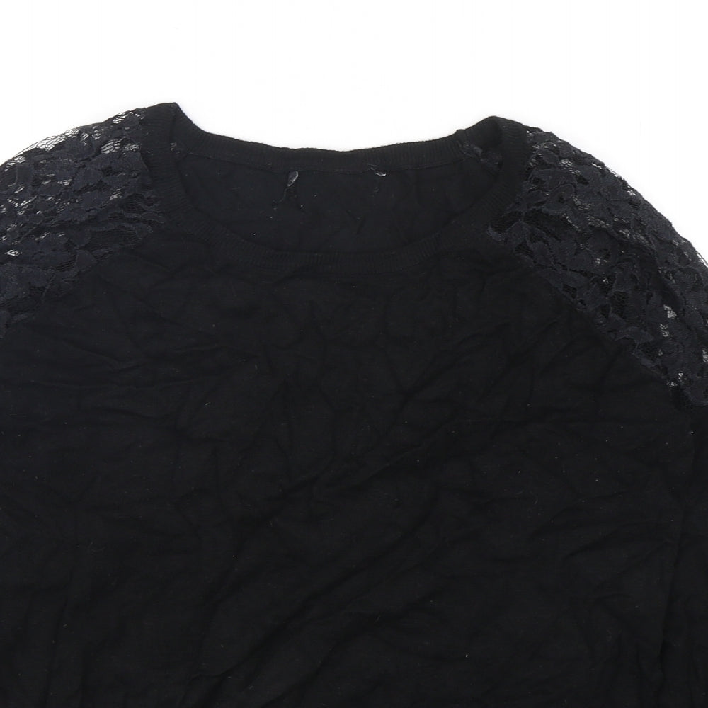 Select Womens Black Round Neck  Viscose Pullover Jumper Size 12