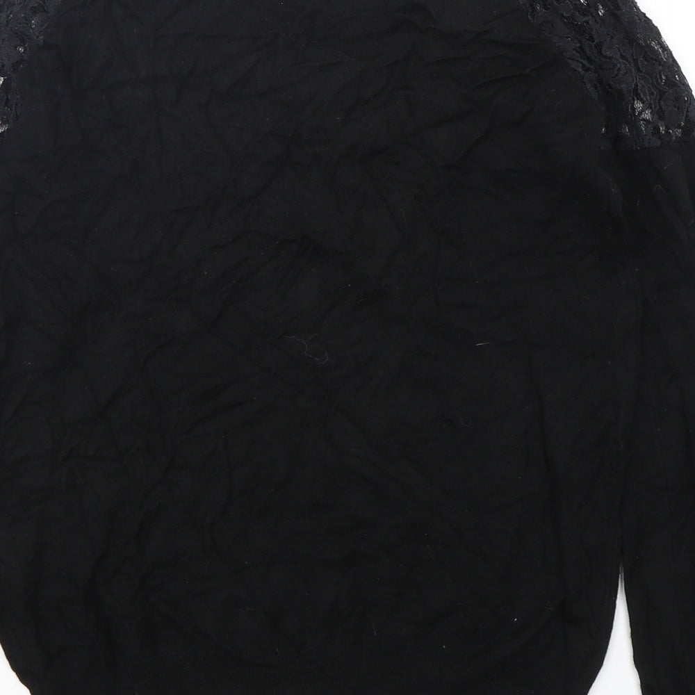 Select Womens Black Round Neck  Viscose Pullover Jumper Size 12