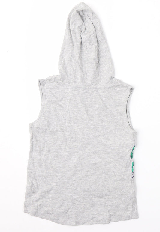 Kids Boys Grey  Cotton Pullover Hoodie Size 6 Years   - Dinosaurs