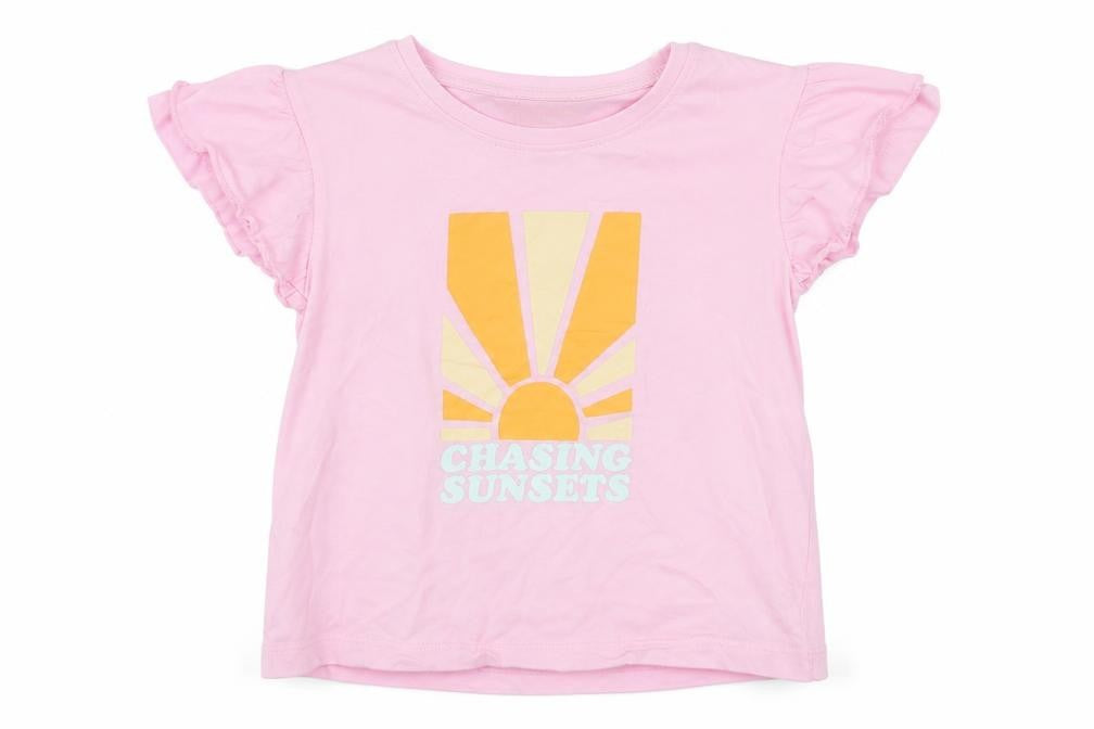 Primark Girls Pink  100% Cotton Basic T-Shirt Size 6-7 Years Roll Neck Pullover