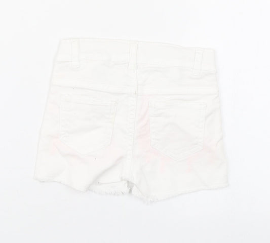 H&M Girls White  Cotton Boyfriend Shorts Size 3 Years  Regular Zip