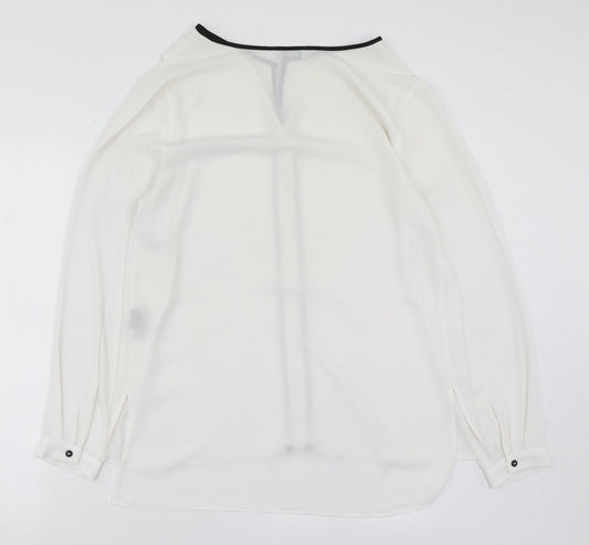 Papaya Womens White  Polyester Basic Blouse Size 12 V-Neck