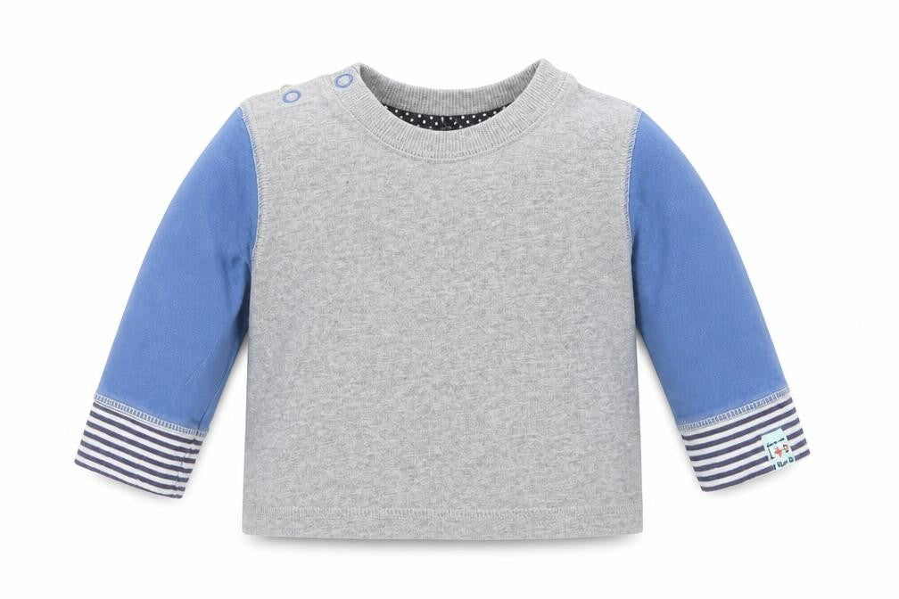 Lilly + Sid  Baby Grey Colourblock Cotton Pullover T-Shirt Size 6-9 Months Crew Neck Snap