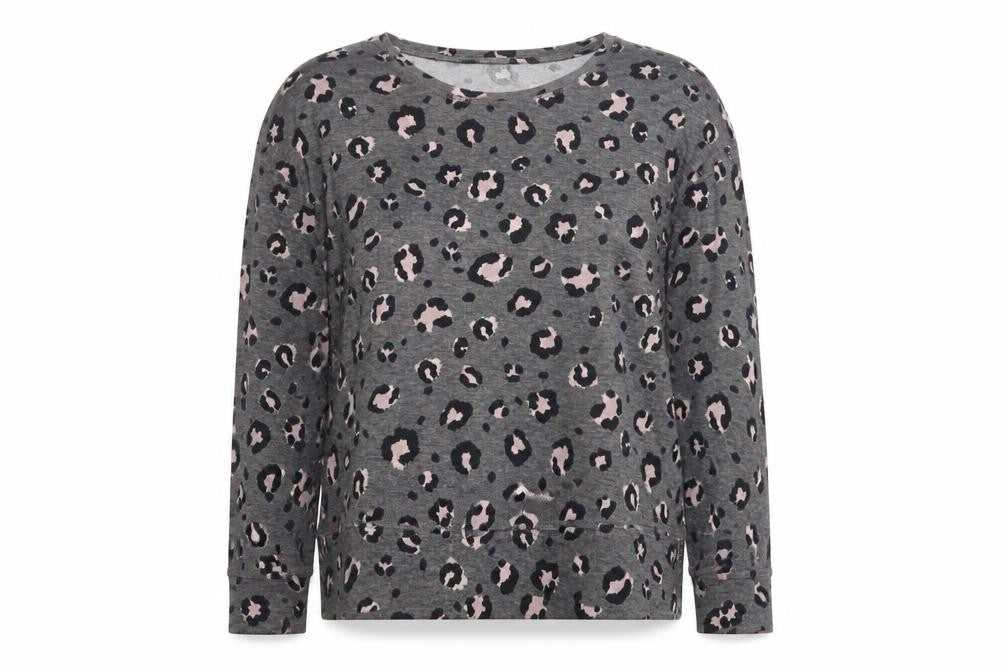 Dunnes Womens Grey Boat Neck Animal Print Polyester Pullover Jumper Size L