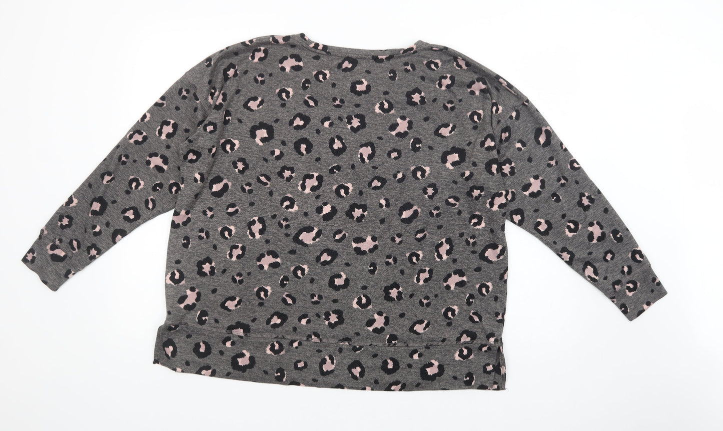 Dunnes Stores Womens Grey Boat Neck Animal Print Polyester Pullover Jumper Size L