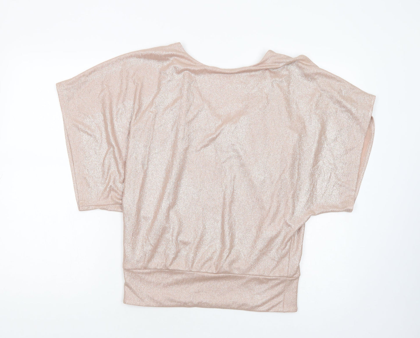 New Look Womens Gold  Polyester Basic Blouse Size 8 V-Neck