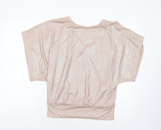 New Look Womens Gold  Polyester Basic Blouse Size 8 V-Neck