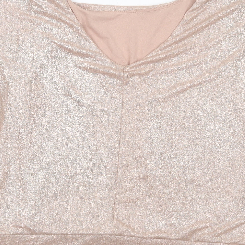 New Look Womens Gold  Polyester Basic Blouse Size 8 V-Neck