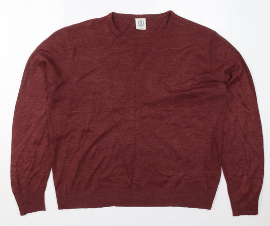 Finest Made Clothing Mens Red Crew Neck  Acrylic Pullover Jumper Size XL