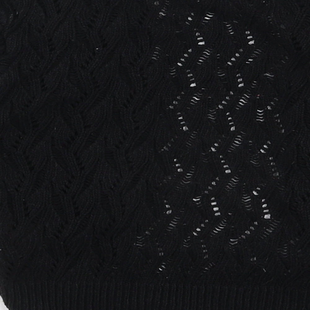 Pilot Womens Black V-Neck  Acrylic Cardigan Jumper Size S